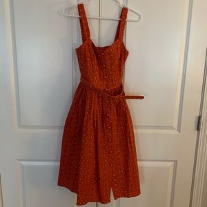 XS Collectif orange polka dot dress retro